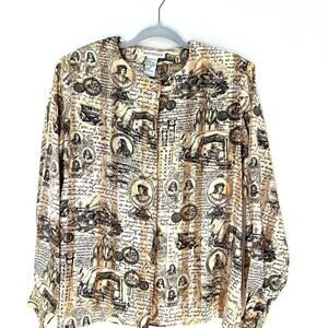 Women's Gold and Black Vintage 90s Blouse